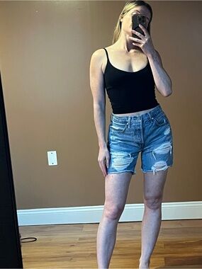 Levi's Distressed Light Blue Denim Jean Shorts